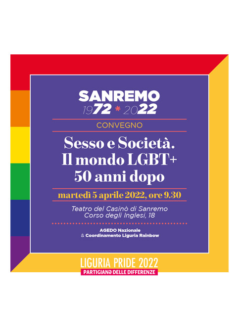 Convegno “Sanremo 1972/2022 | Sesso e Società. Il mondo LGBT+ 50 anni dopo” - Centro Italiano di Sessuologia